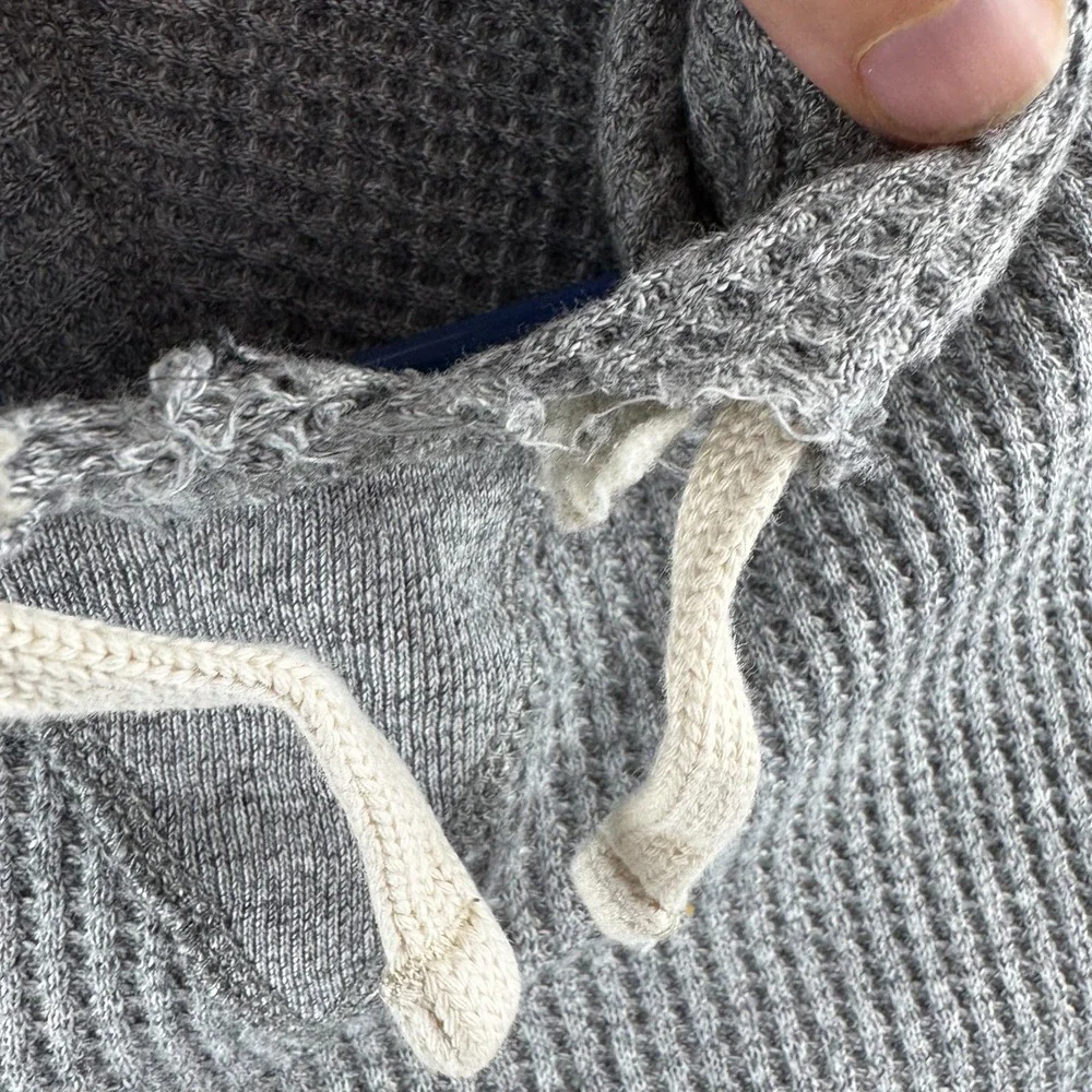 Polo Ralph Lauren Thermal Hoodie Mens Large Gray Lightweight Cotton Pullover - Picture 7 of 16